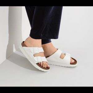 Birkenstock Arizona White Platform Sandals